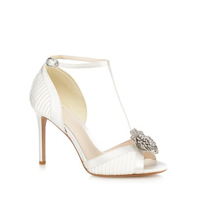 Ivory 'Pixie' T-bar jewel embellished high sandals